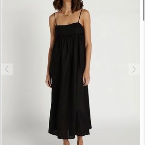 Dish Maddox Black Linen Midi Dress